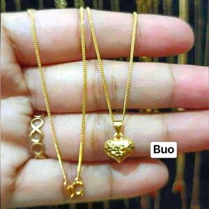 18k Cadena Chain Small Diacut Heart Pendant Necklace Real Gold Pawnable